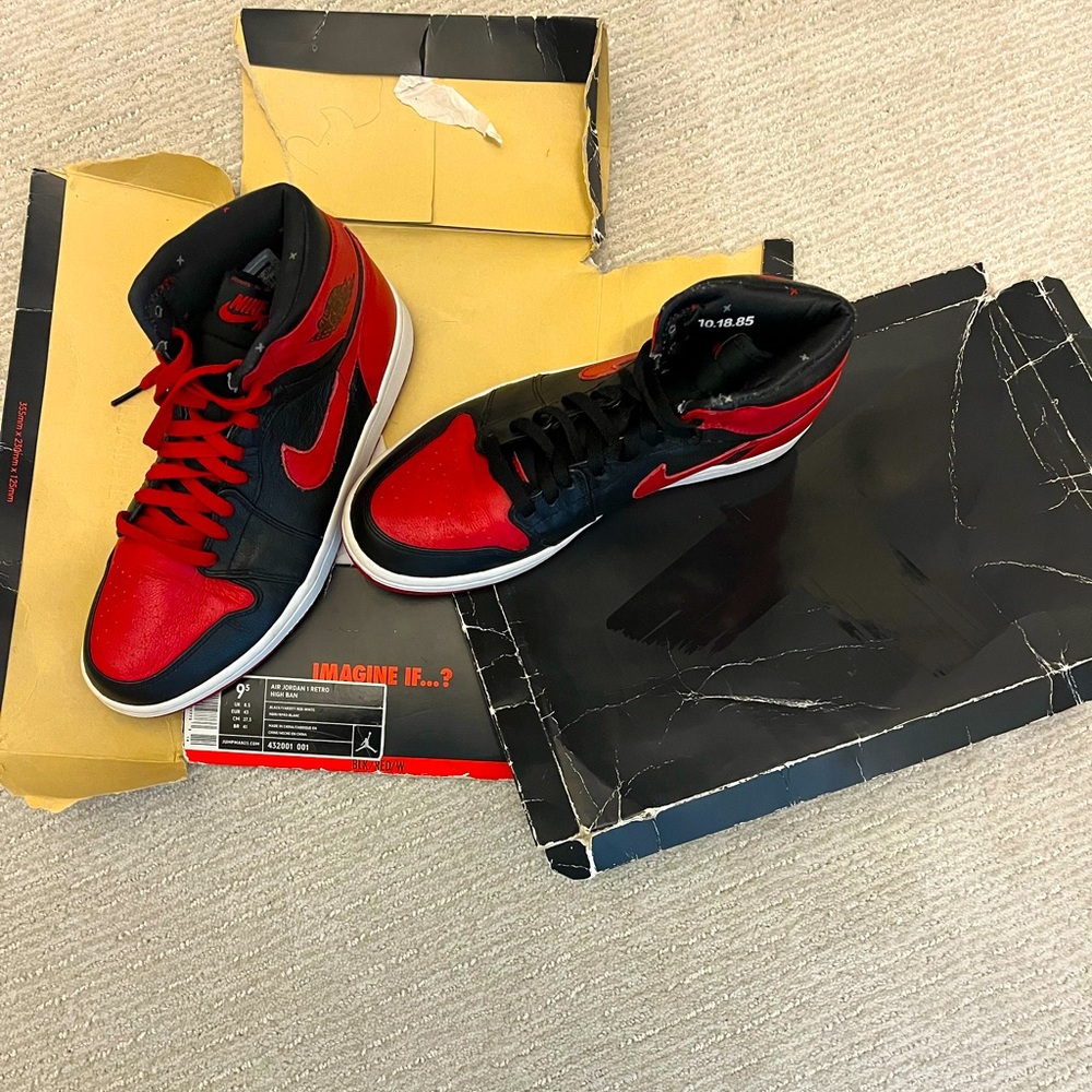 Retro, Jordan, ones, black and red